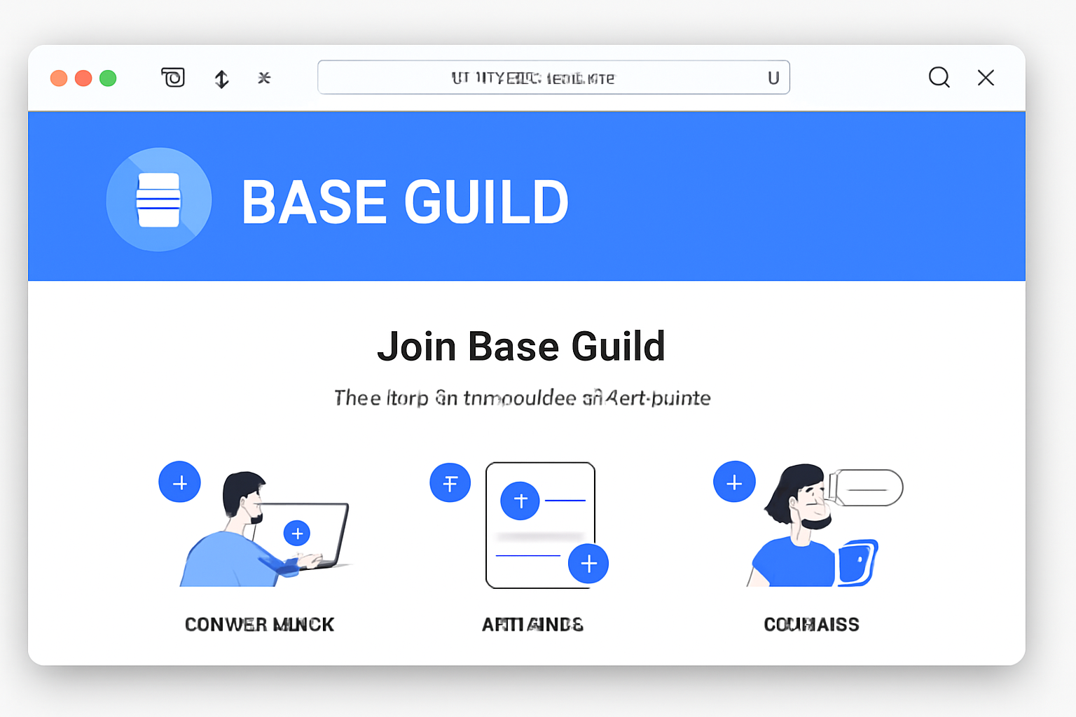 sleek browser screenshot of era.guild.xyz/base homepage with Base Guild banner