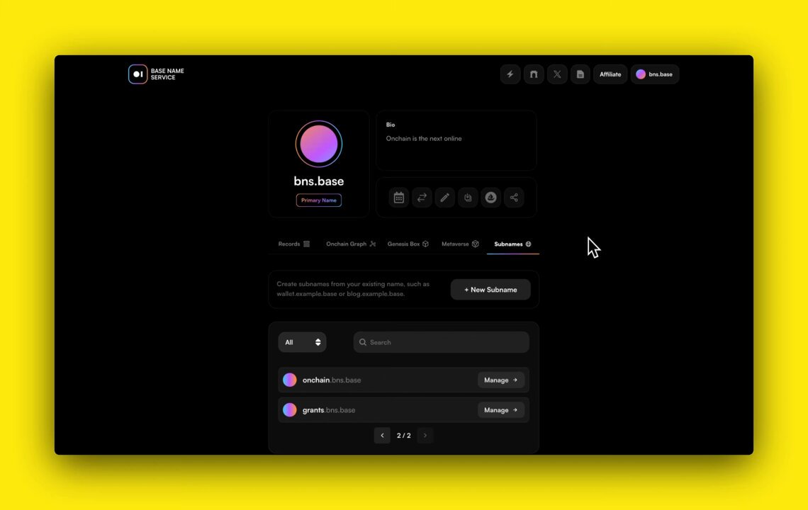 Basename registration Base network
