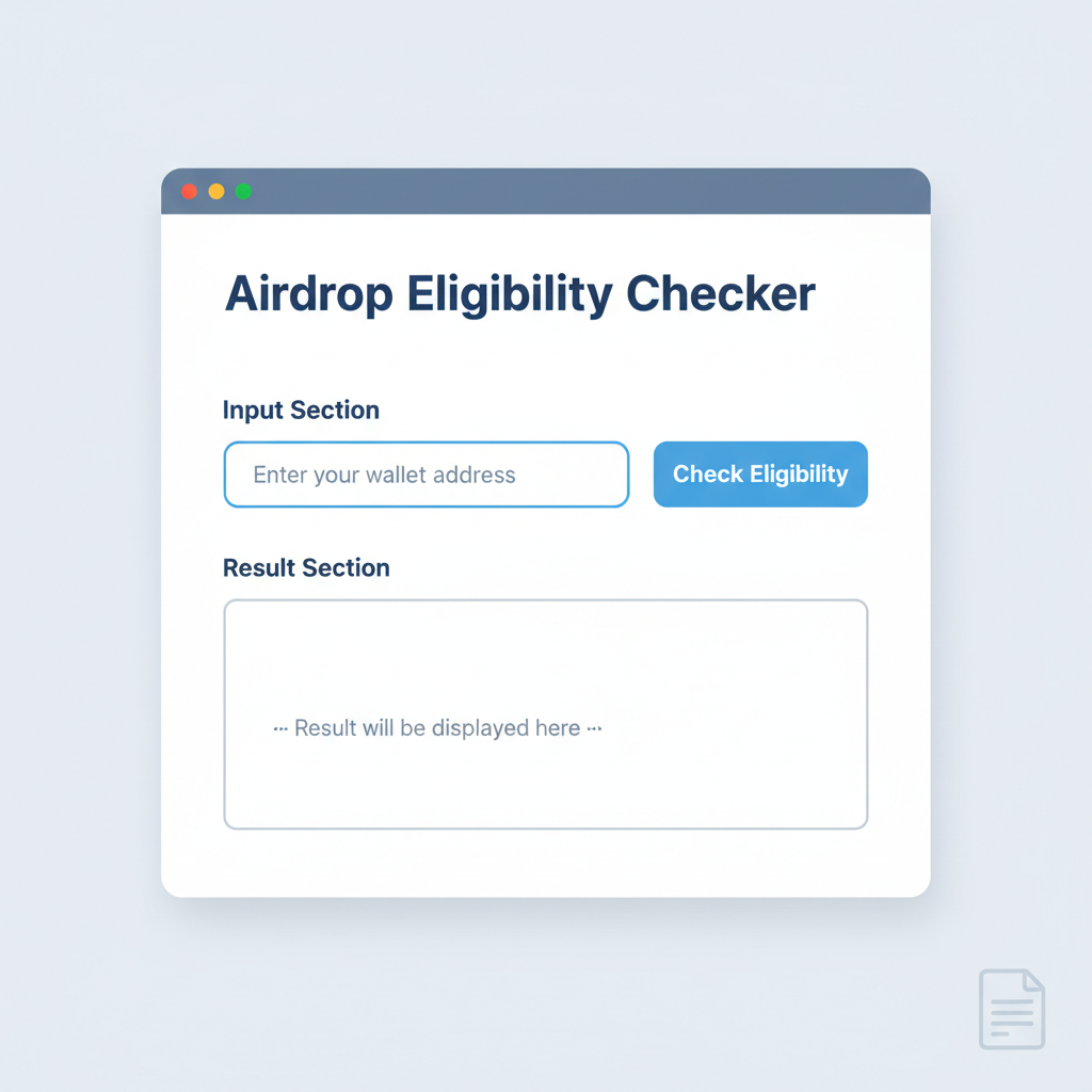 simple airdrop eligibility checker webpage, wallet input field and green checkmark result