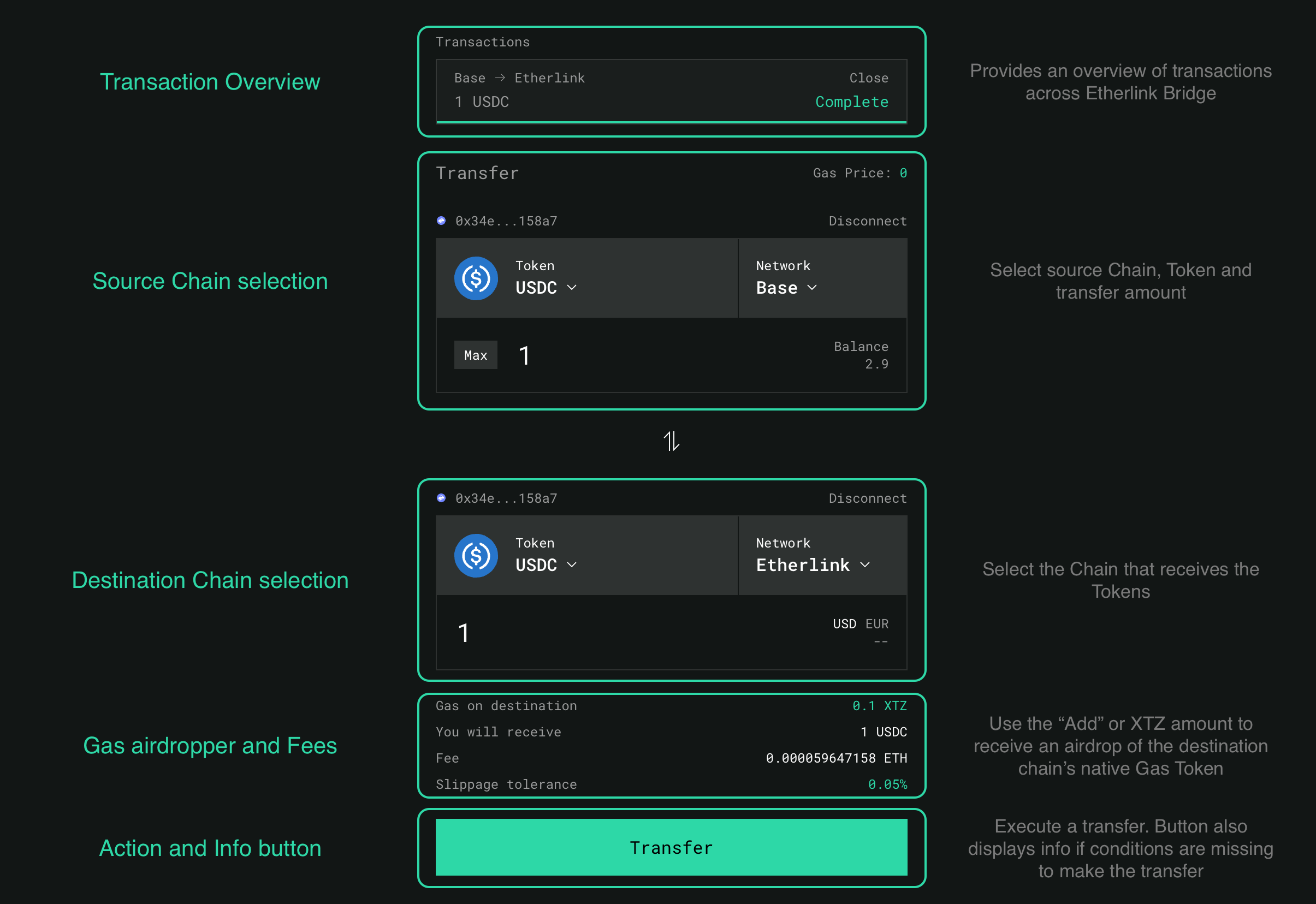 Base Bridge interface ETH USDC transfer screenshot
