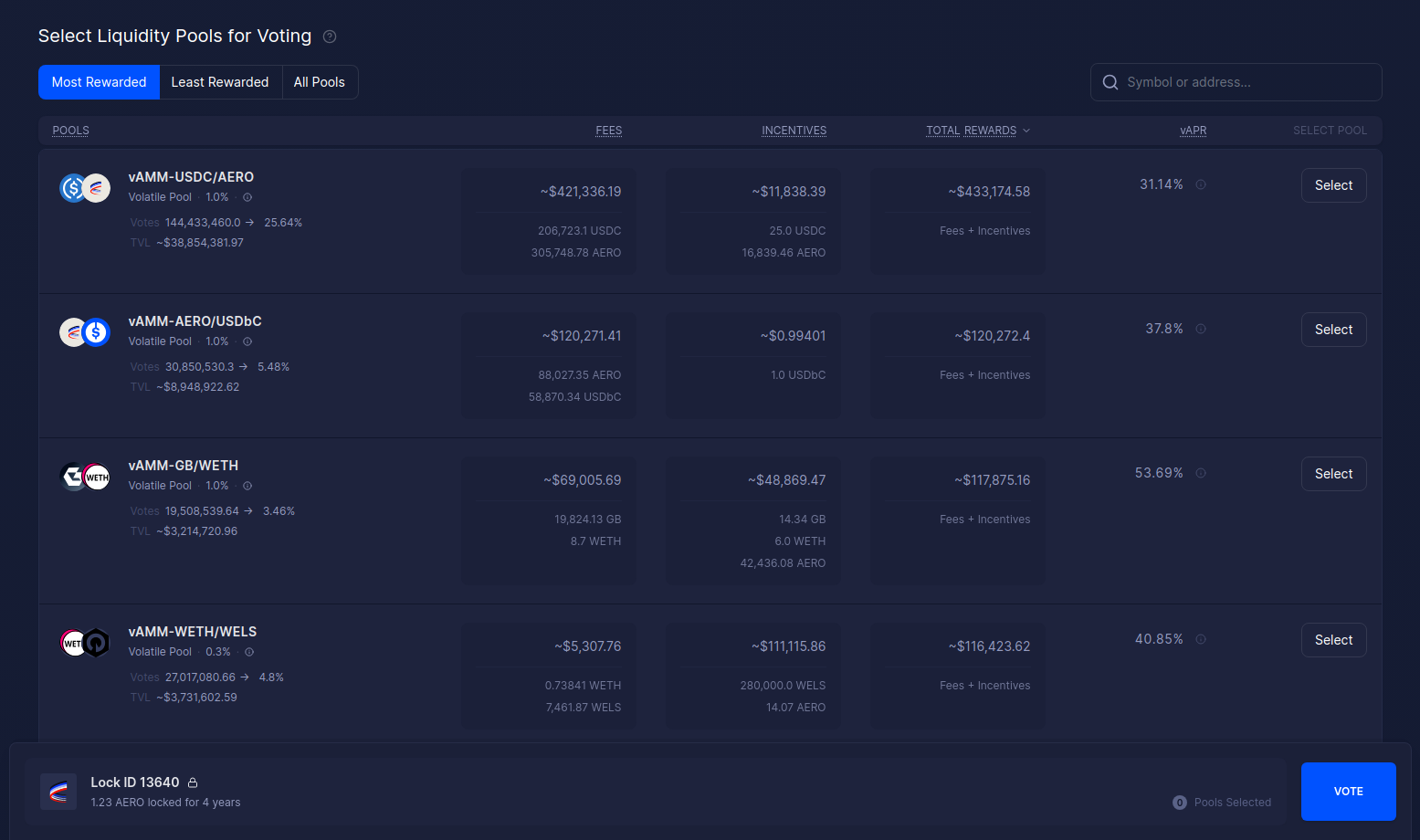 Aerodrome Base dApp interface